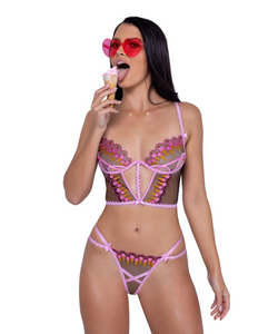 Delectable Ice Cream-Embroidered Bustier Panty Set