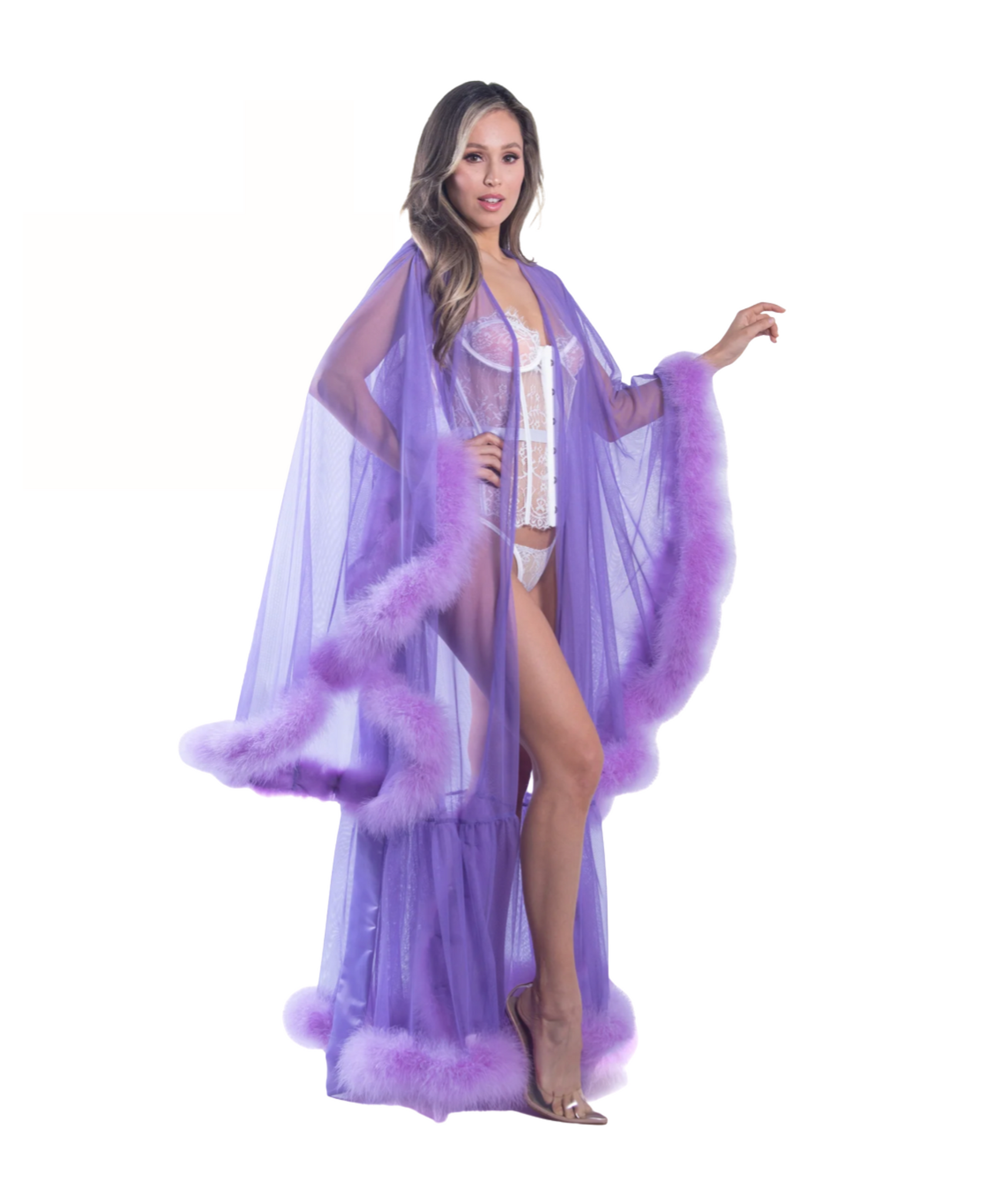 Liliac Lavender Hollywood Glamor Luxury Kimono Style Robe