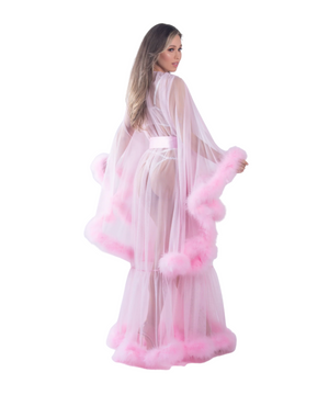 Baby Pink Rose Hollywood Glamor Luxury Kimono Style Robe