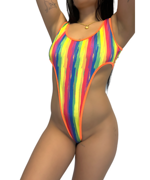 Vibrant Spectrum Rainbow Paint Splash Monokini