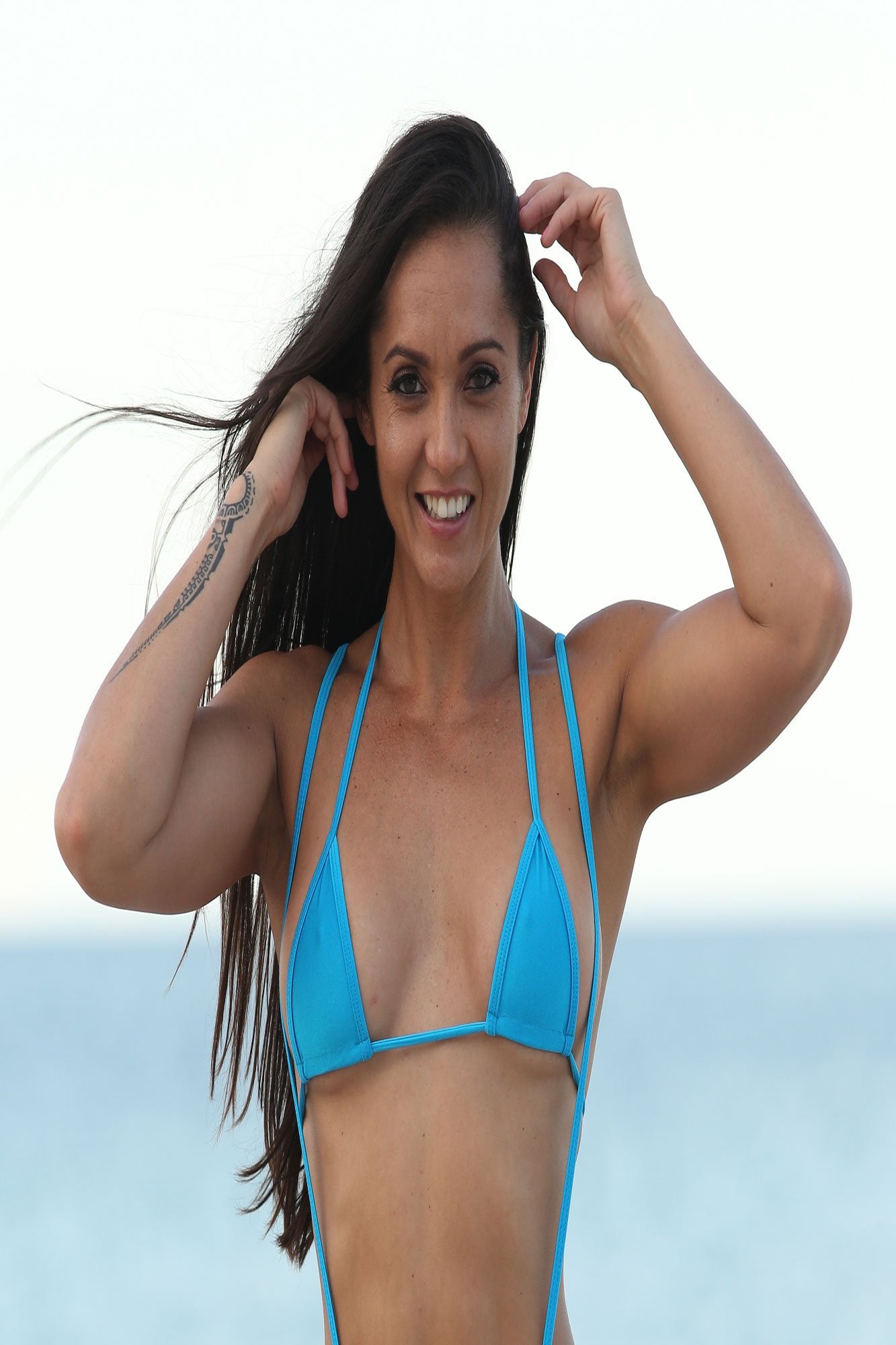 Sexy Turquoise MICRO MINI Curtain Triangle Dancer Top