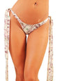 Money Print Long Ribbon Tie Side Stripper Thong