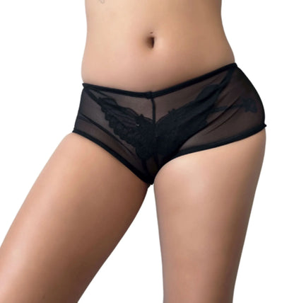 Black Mesh Booty Shorts