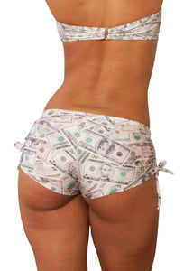 Cheeky Tie Side Money Print Shorts