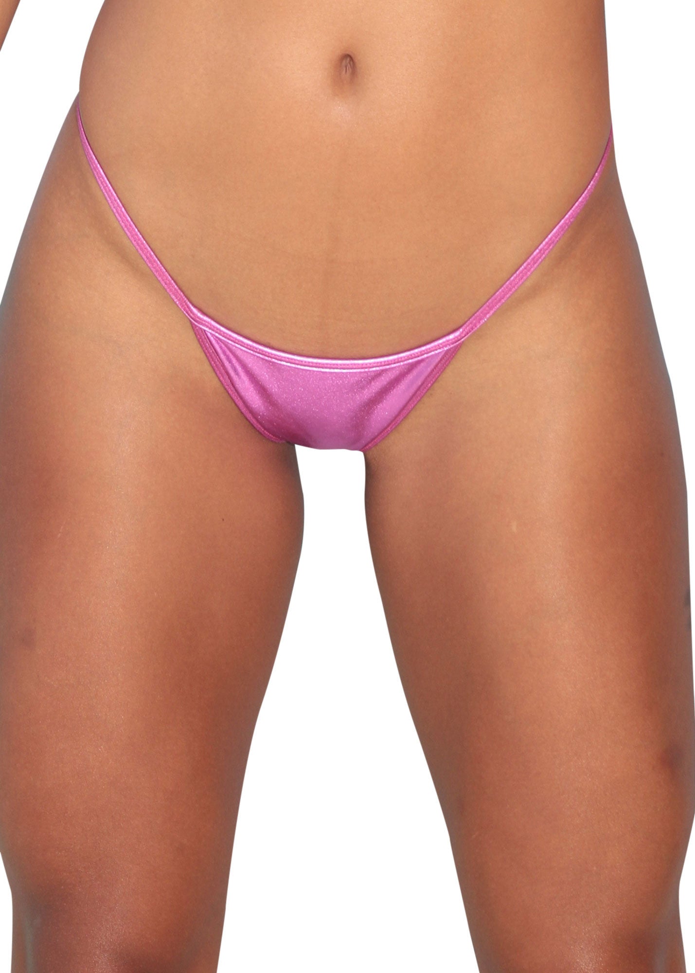 Metallic Pink Mini Scrunch Thong Bottom - Stripper Clothing