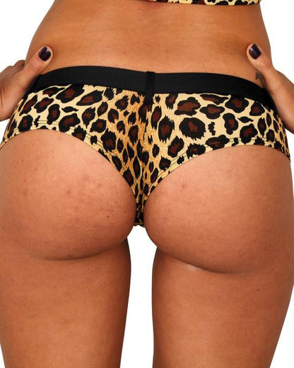 Cheeky Micro Booty Short With Faux Belt Leopard Print