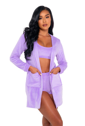Super Soft & Cozy Lavender Velour Robe