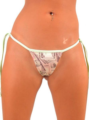 Money Print Tie Side Thong