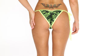 New Marijuana Print Scrunch Bikini Bottom Marijuana Clothing
