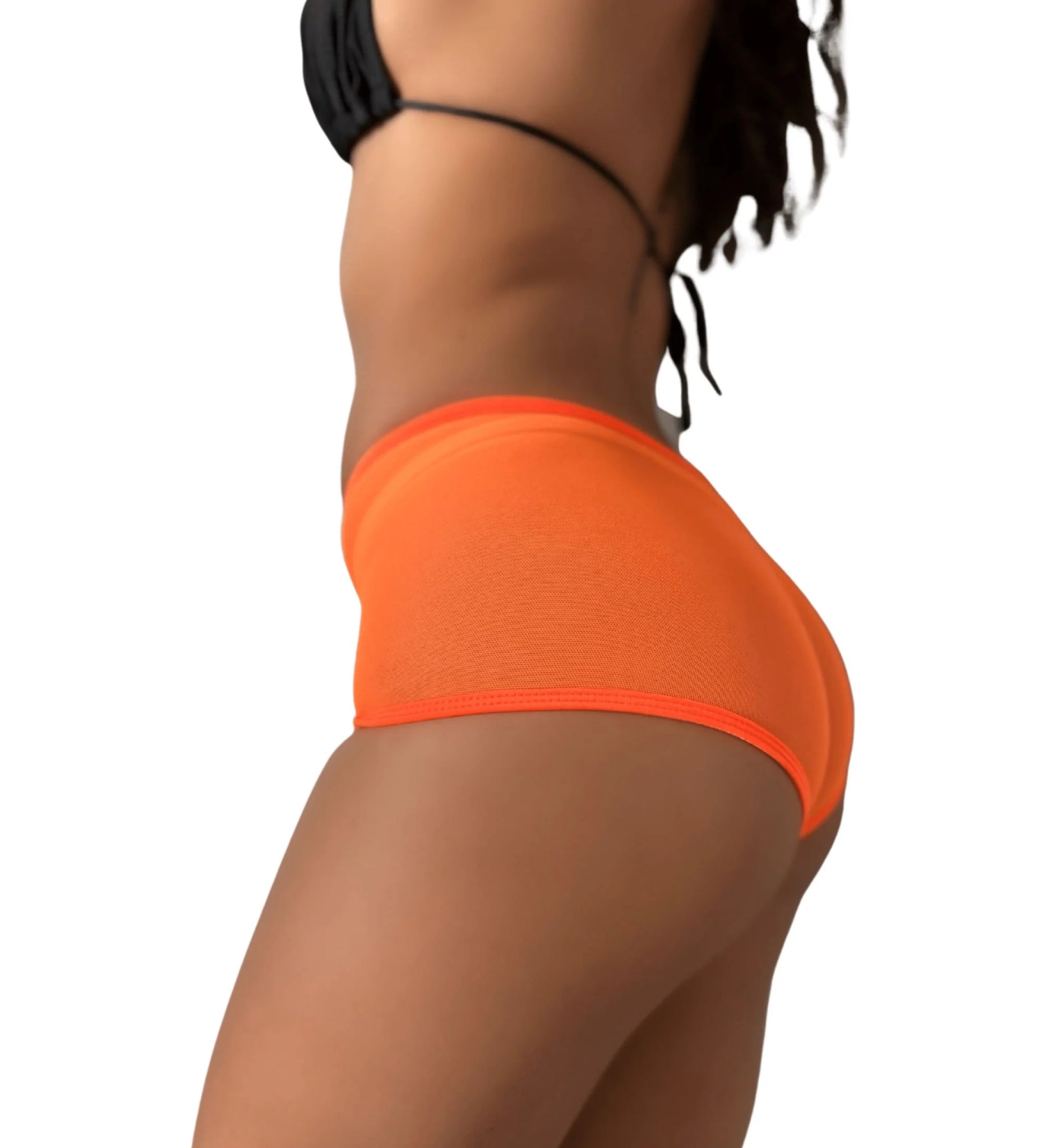 Orange Mesh Booty Shorts