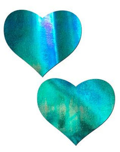 2pc Iridescent Blue Heart Pasties