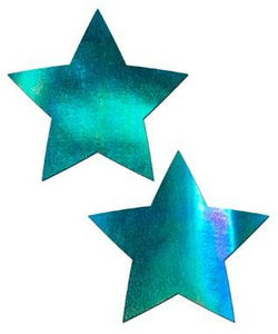 2pc Iridescent Blue Star Pasties