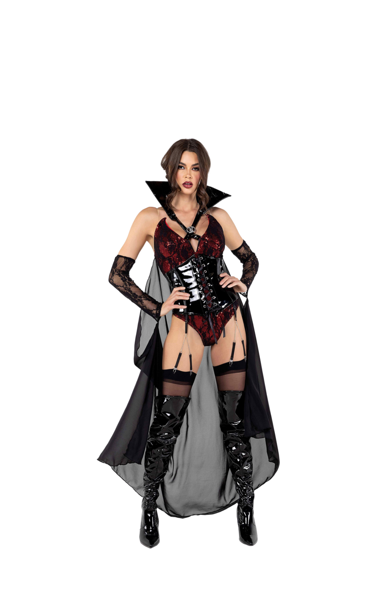 NEW 2pc Black Red Playboy Vampire Costume