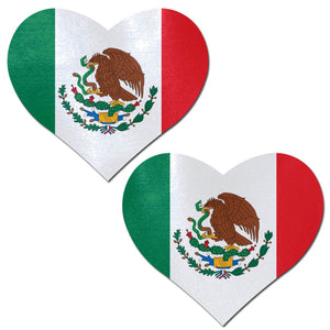 Mexican Flag on Heart Nipple Pasties