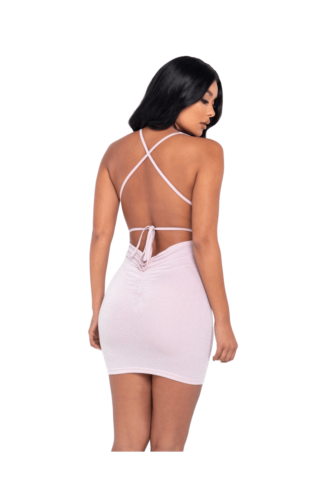 Delicate Baby Pink Glitter Club Dress
