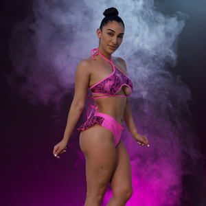 NEW Custom Pole Dancers Hot Pink Metallic Skirt Set - Stripper Skirt Set